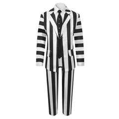 Kinder Beetlejuice Cosplay Kostüm Stripped Uniform Halloween Karneval Anzug