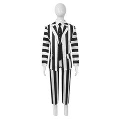 Kinder Beetlejuice Cosplay Kostüm Stripped Uniform Halloween Karneval Anzug