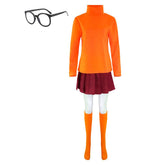 Velma Dinkley Kostüm Cosplay Scooby-Doo Uniform Halloween Karneval Outfits