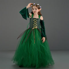 Kinder Mädchen Wald Elf tutu Kleid grün Kostüm für Halloween Karneval Mottoparty