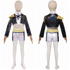 Kinder Mädchen Trio Dämonenjägerin Rumi Gold schwarz weiß Kostüm Cosplay Outfits
