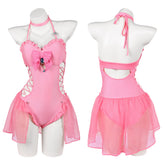 Princess Peach Cosplay Bademode Damen Sommer einteilige Badeanzug