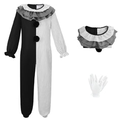 Terrifier schwarz weiß Jumpsuit Clown Cosplay Kostüm Set