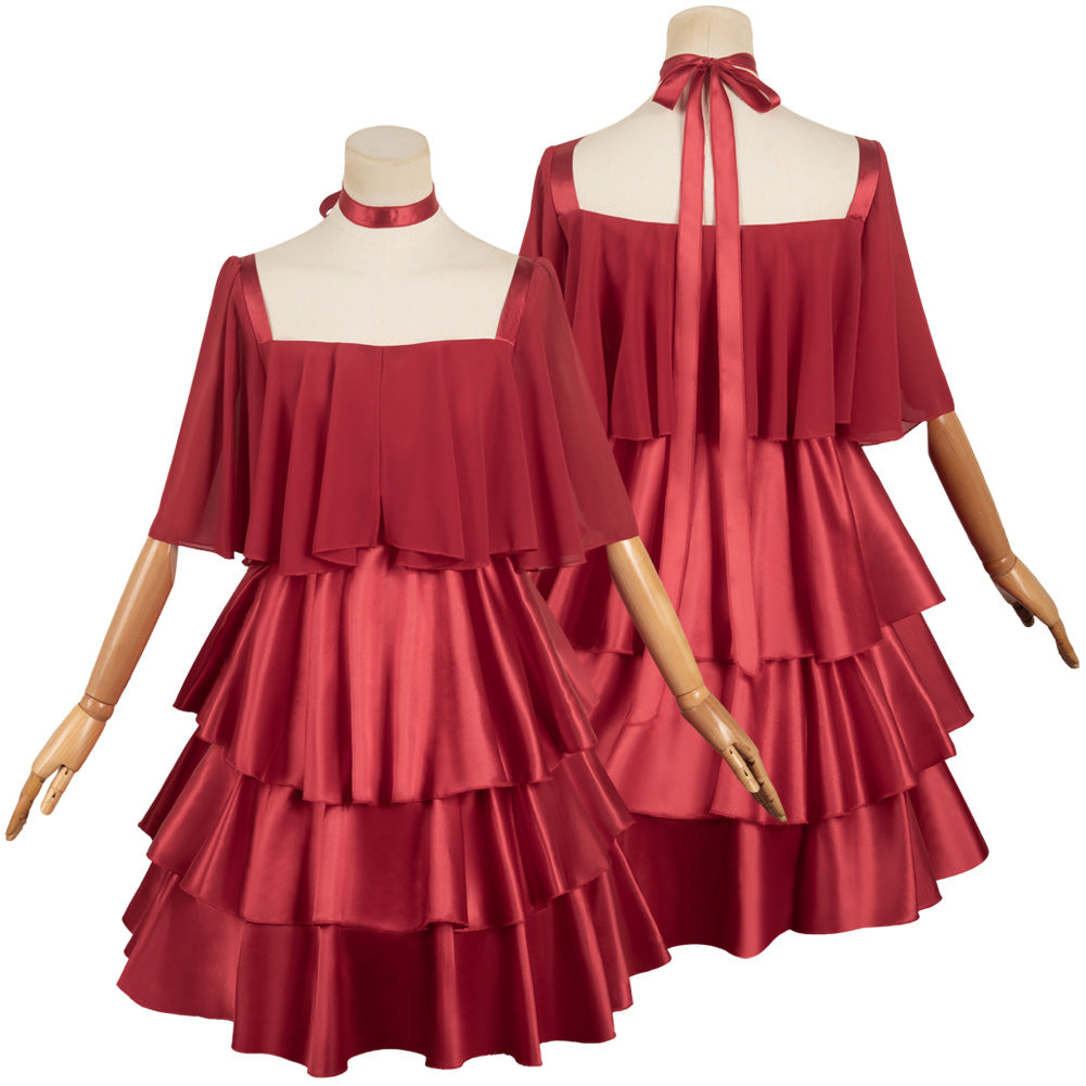 Anime Frieren Beyond Journey‘s End - Frieren rot Kleid Cosplay Kostüm Halloween Karneval Outfits