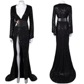 Elvira:Mistress Of The Dark- Elvira Schwarz Kleid Cosplay Kostüm Halloween Karneval Outfits