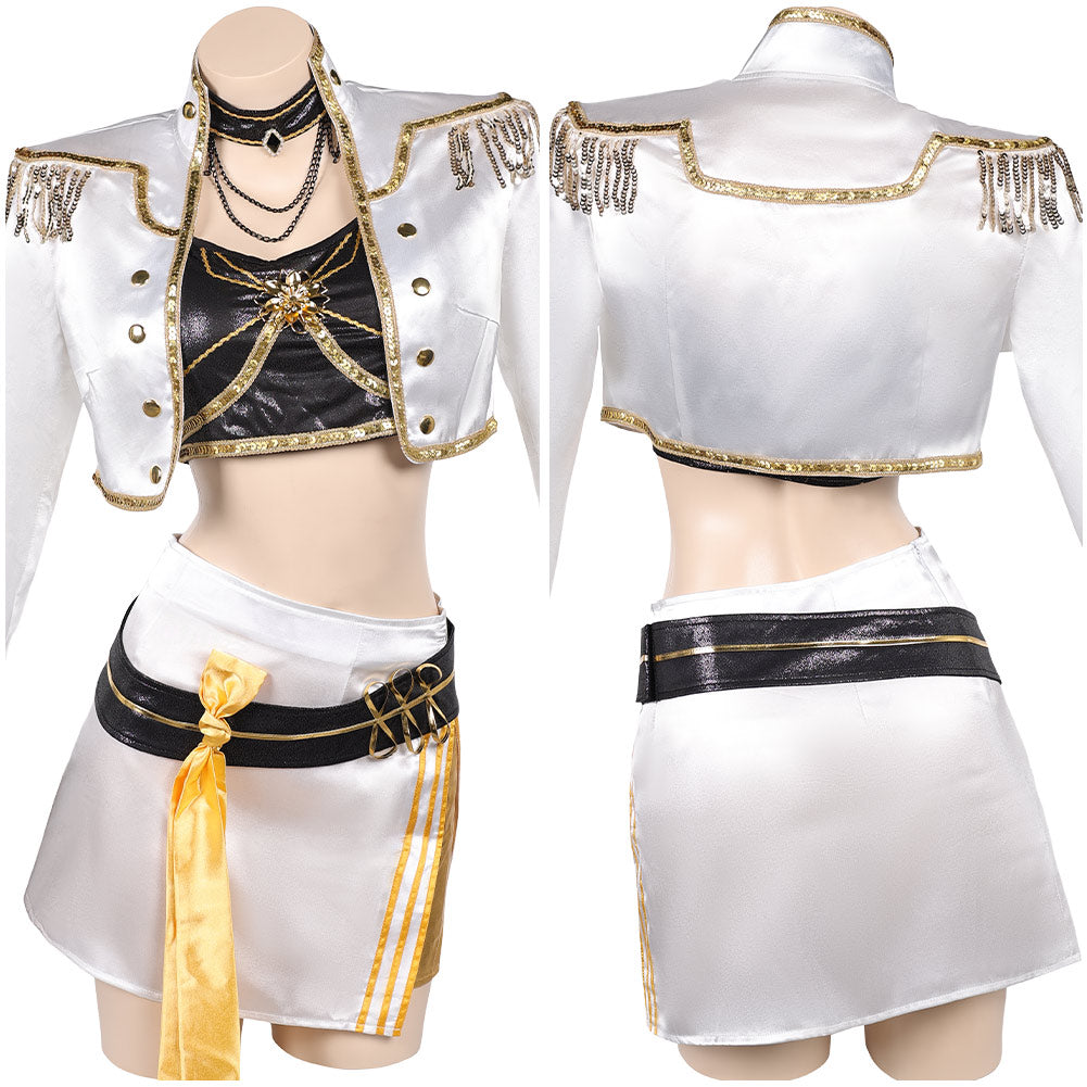 Huntix Golden Mira weiß Kostüm KPOP Demon Hunters Mira Cosplay Outfits