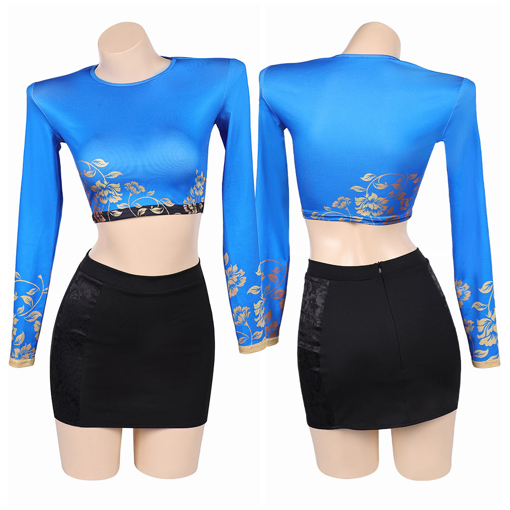 Huntrix Zoey blau Outfits Kpop Demon Hunters Zoey Cosplay Kostüm