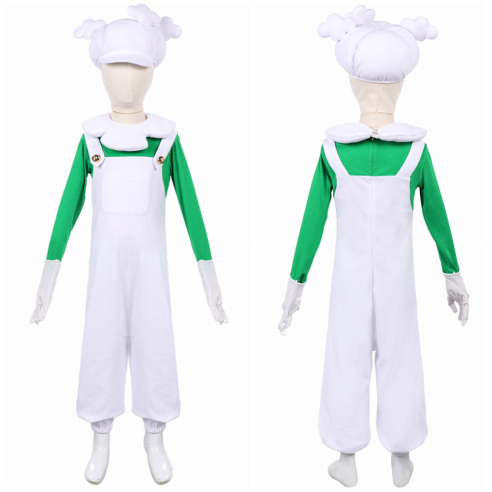 Kinder Luigi weiß Kostüm Der Super Mario Galaxy Film Luigi Cosplay Outfit