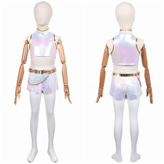 Kinder Mädchen Huntrix Rumi weiß Outfits Kpop Demon Hunters Rumi Cosplay Kostüm