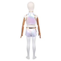 Kinder Mädchen Huntrix Rumi weiß Outfits Kpop Demon Hunters Rumi Cosplay Kostüm