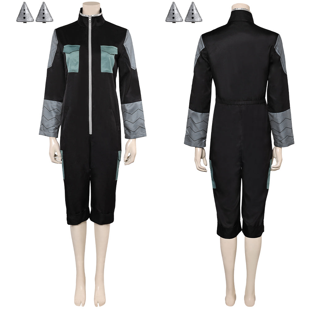 Mina Ashiro schwarz Jumpsuit Kaiju No. 8 Mina Cosplay Kostüm