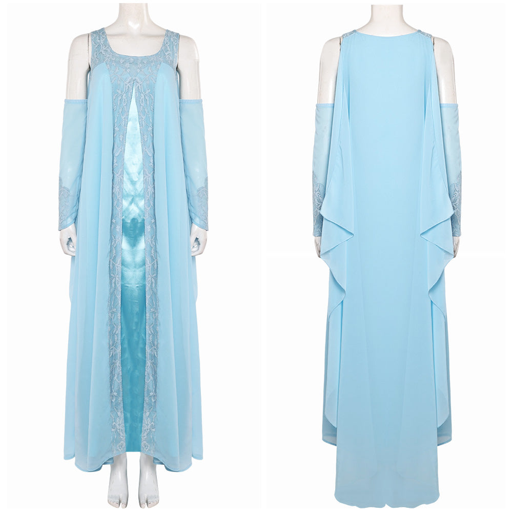 Padme Amidala Aqua georgette nightgown Kleid Cosplay Kostüm