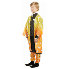 Kinder Kimono Blade of Demon Destruction Agatsuma Zenitsu Cosplay Kostüm Outfits Halloween Karneval Kostüm Set