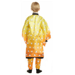 Kinder Kimono Blade of Demon Destruction Agatsuma Zenitsu Cosplay Kostüm Outfits Halloween Karneval Kostüm Set