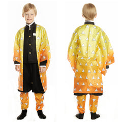 Kinder Kimono Blade of Demon Destruction Agatsuma Zenitsu Cosplay Kostüm Outfits Halloween Karneval Kostüm Set