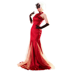 Cruella Cruella de Vil Rot Cosplay Kostüme Outfits Halloween Karneval Kleid