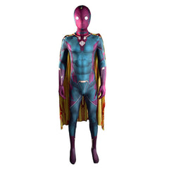 WandaVision -Vision 3D Druck Jumpsuit mit Umhang Cosplay Kostüm Halloween Karneval Kostüm