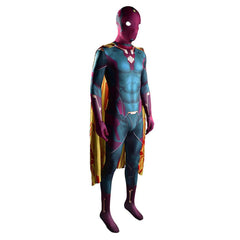 WandaVision -Vision 3D Druck Jumpsuit mit Umhang Cosplay Kostüm Halloween Karneval Kostüm