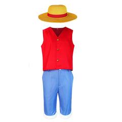 Serie One Piece Luffy Cosplay Kostüm Set Halloween Karneval Outfits
