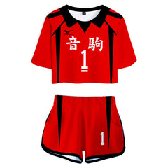 Nu 1 Kuroo Tetsurou Volleyball!! Nekoma High School Cosplay Kostüm Uniform Oberteil Shorts Damen Kostüm