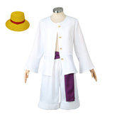 One Piece Monkey D. Luffy weiß Kostüm SET Cosplay Halloween Karneval Outfits