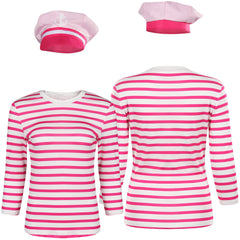 Film 2023 Barbie Marineuniform Margot Robbie rot weiß gestreiftes Hemd Damen Cosplay Kostüm