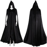 Hexe Robe Cosplay Kostüm Schwarz Kapuze Outfits Halloween Karneval Umhang