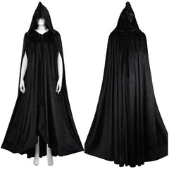 Hexe Robe Cosplay Kostüm Schwarz Kapuze Outfits Halloween Karneval Umhang