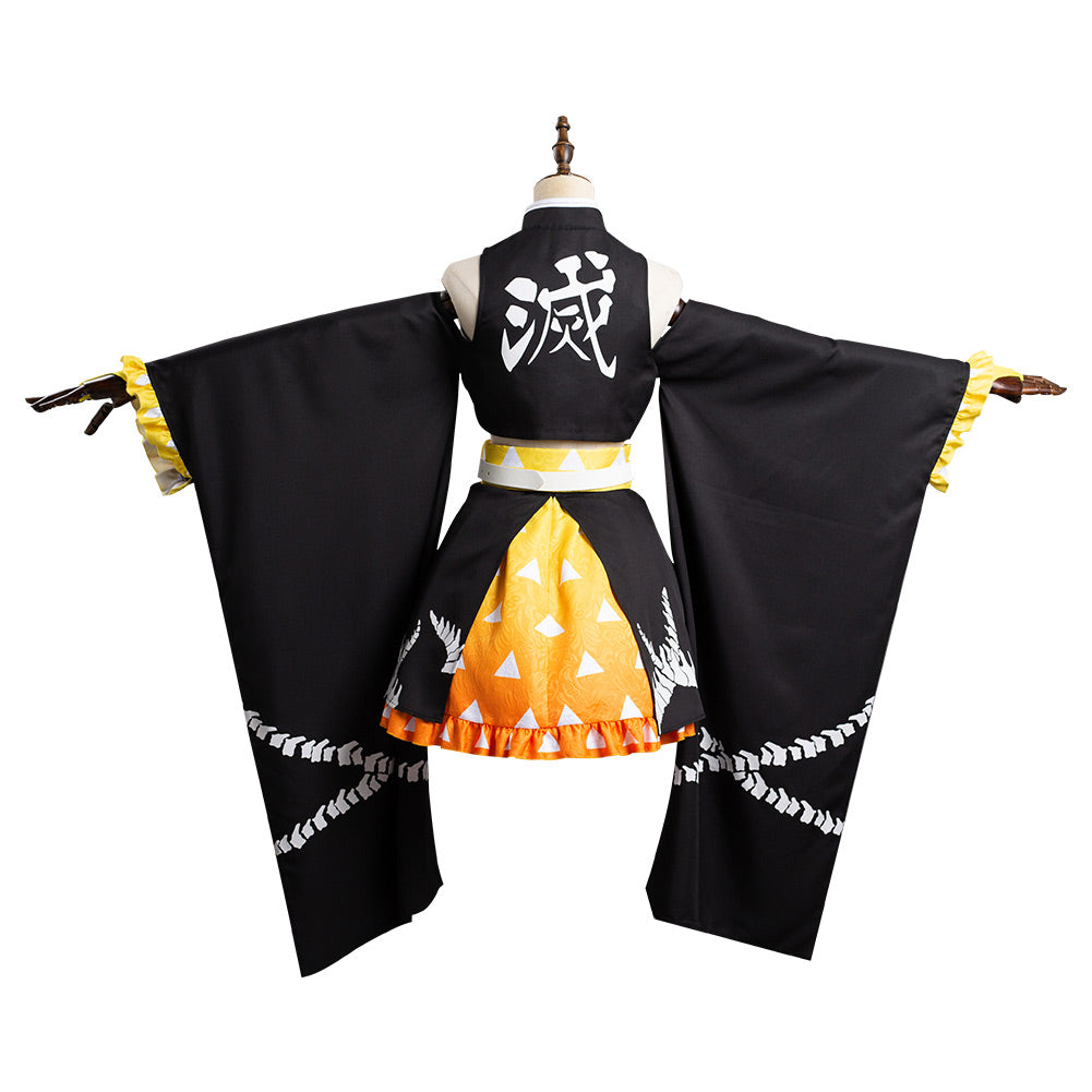 Agatsuma Zenitsu Cosplay Kimono Halloween Karneval Damen Outfits