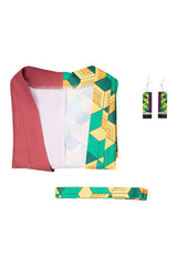 Blade of Demon Destruction Tomioka Giyuu 3D Druck Umhang Erwachsene Unisex Haori mit Ohrringe