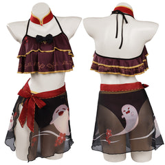 Genshin Impact HUTAO Cosplay Bademode Damen Sommer Originell 4tlg. Badeanzug