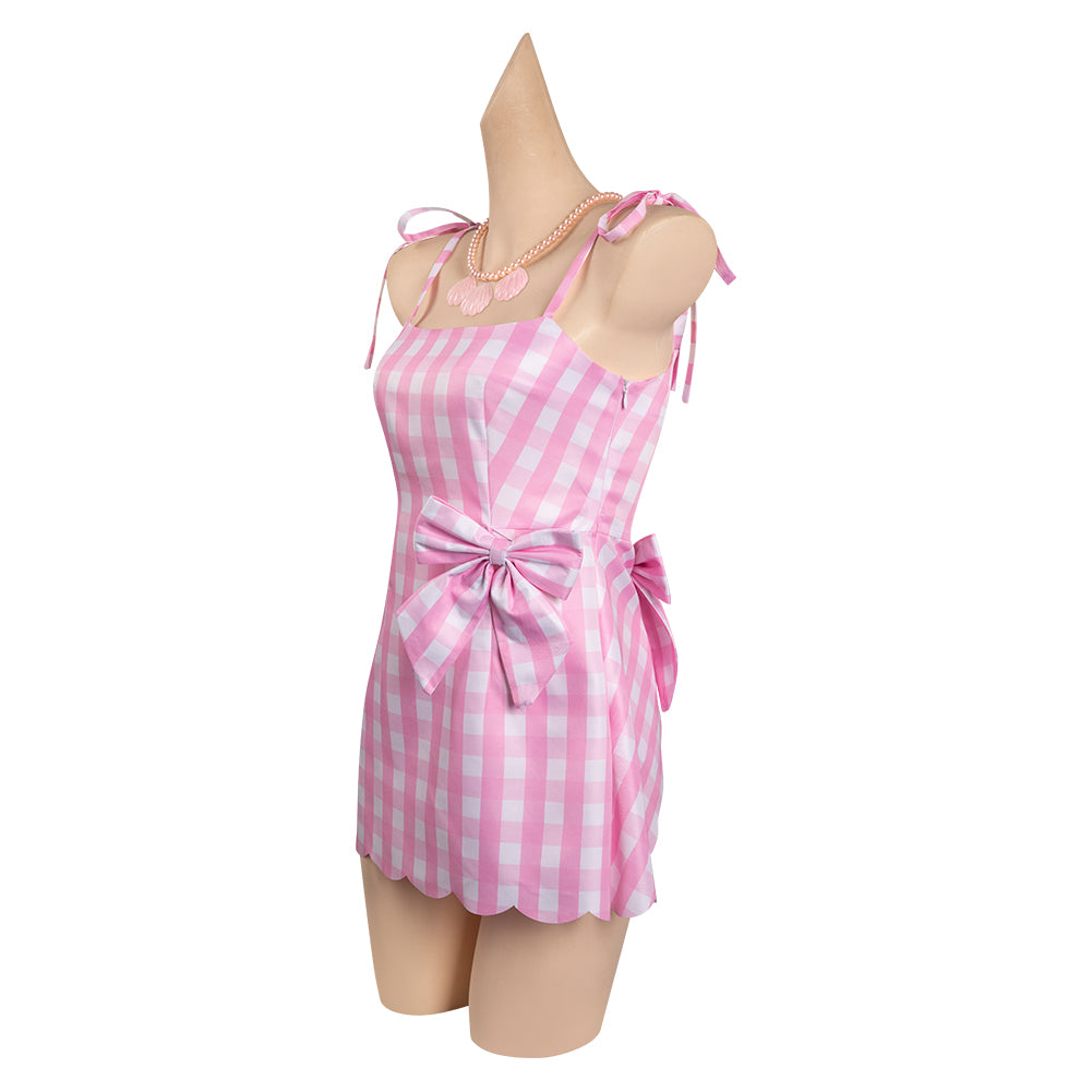Barbie - Barbie rosa Sommer Kleid mit Gitter Muster Cosplay Kostüm