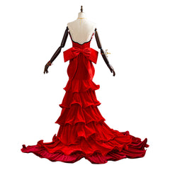 Aerith Aeris Gainsborough Final Fantasy VII Remake rotes Kleid Cosplay Kostüm