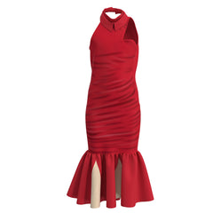 Cruella Cosplay Kostüme Halloween Karneval Rot Kleid für Kinder