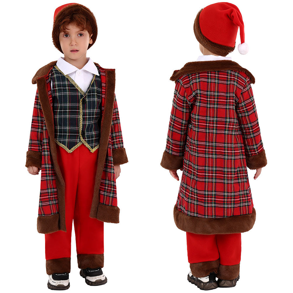 Kinder Jungen Weihnachten Kostüm aus Schottenstoff Santa Claus Christmas Costume