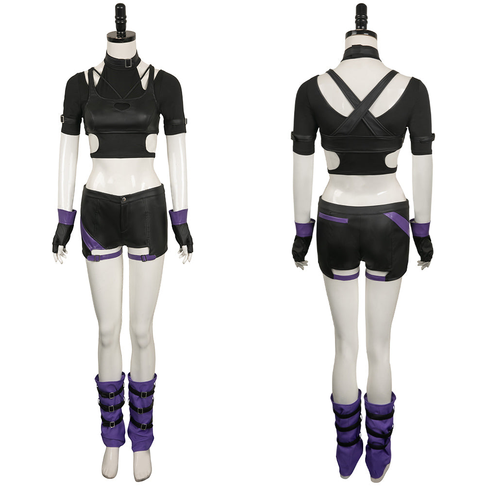 Tekken Reina Cosplay schwarz Kostüm Halloween Karneval Outfits