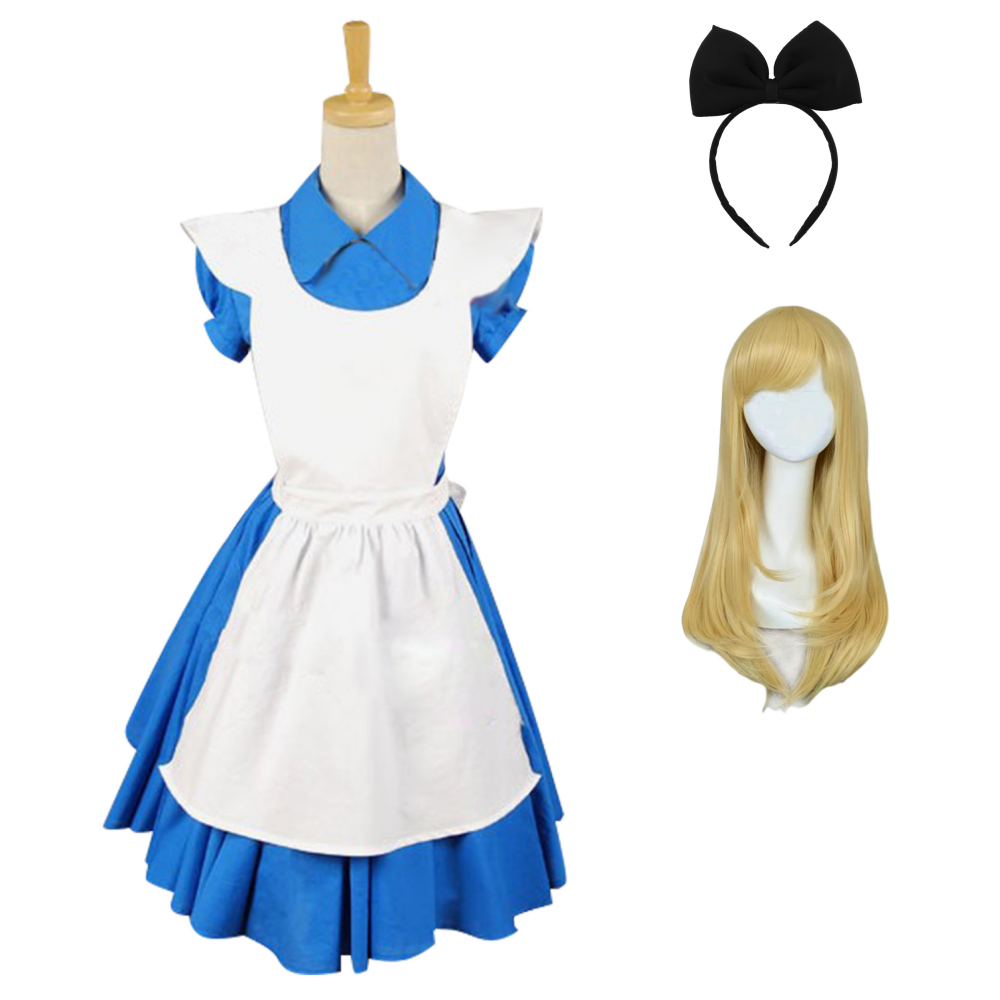 Alice In Wonderland Tim Burton Alice Kleid Cosplay Kostüm Dienstmädchen Kleid