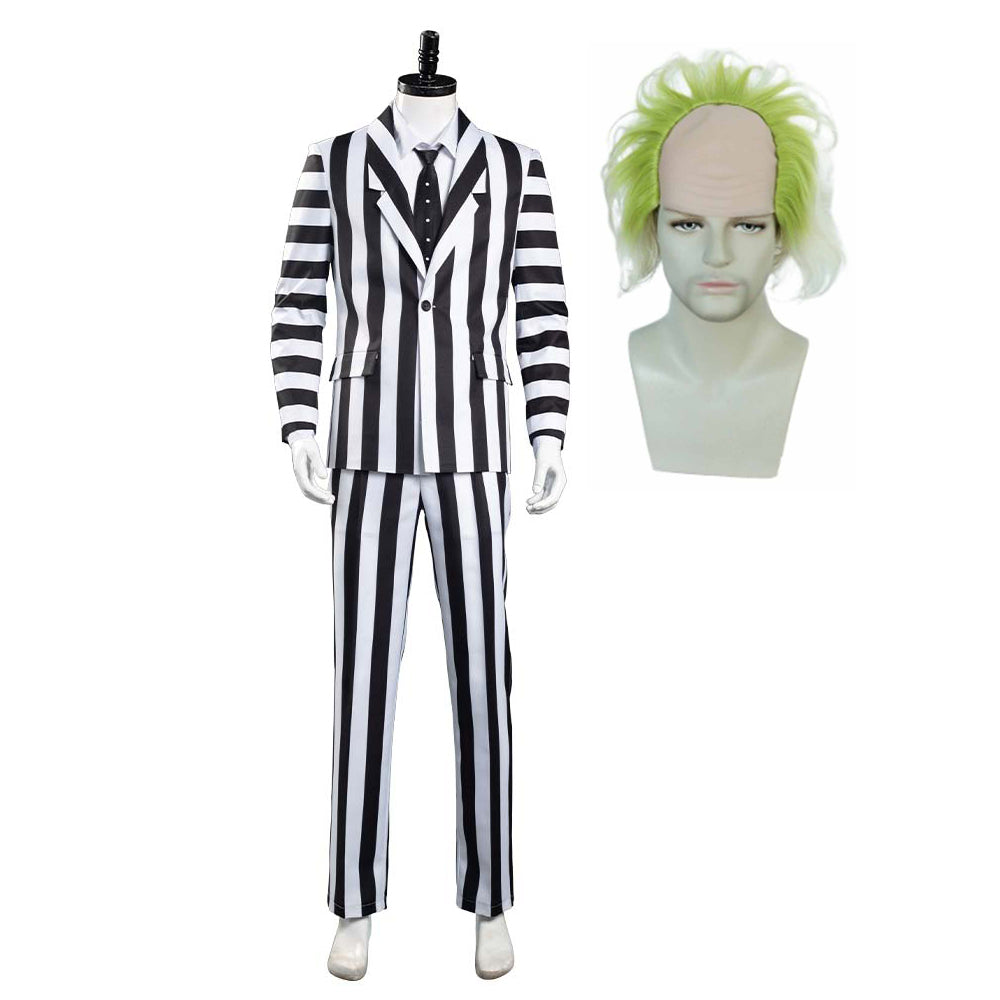 Adam Maitland Beetlejuice Cosplay Kostüm Herren Streifenanzug Outfits Halloween Karneval Kostüm