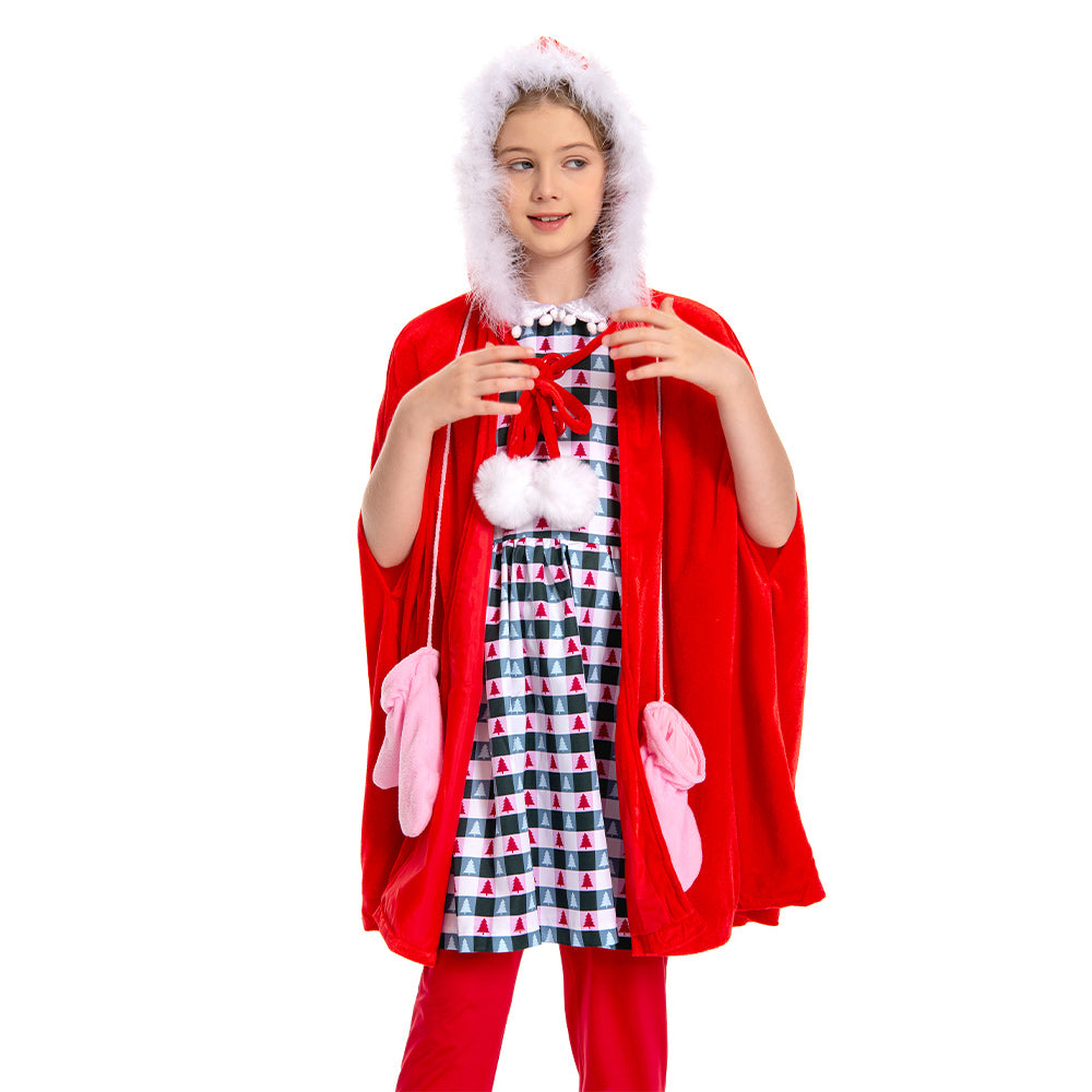 Kinder Cindy Cosplay Kostüm Cindy Lou Who Outfits Halloween Karneval Weihnachten Kleid