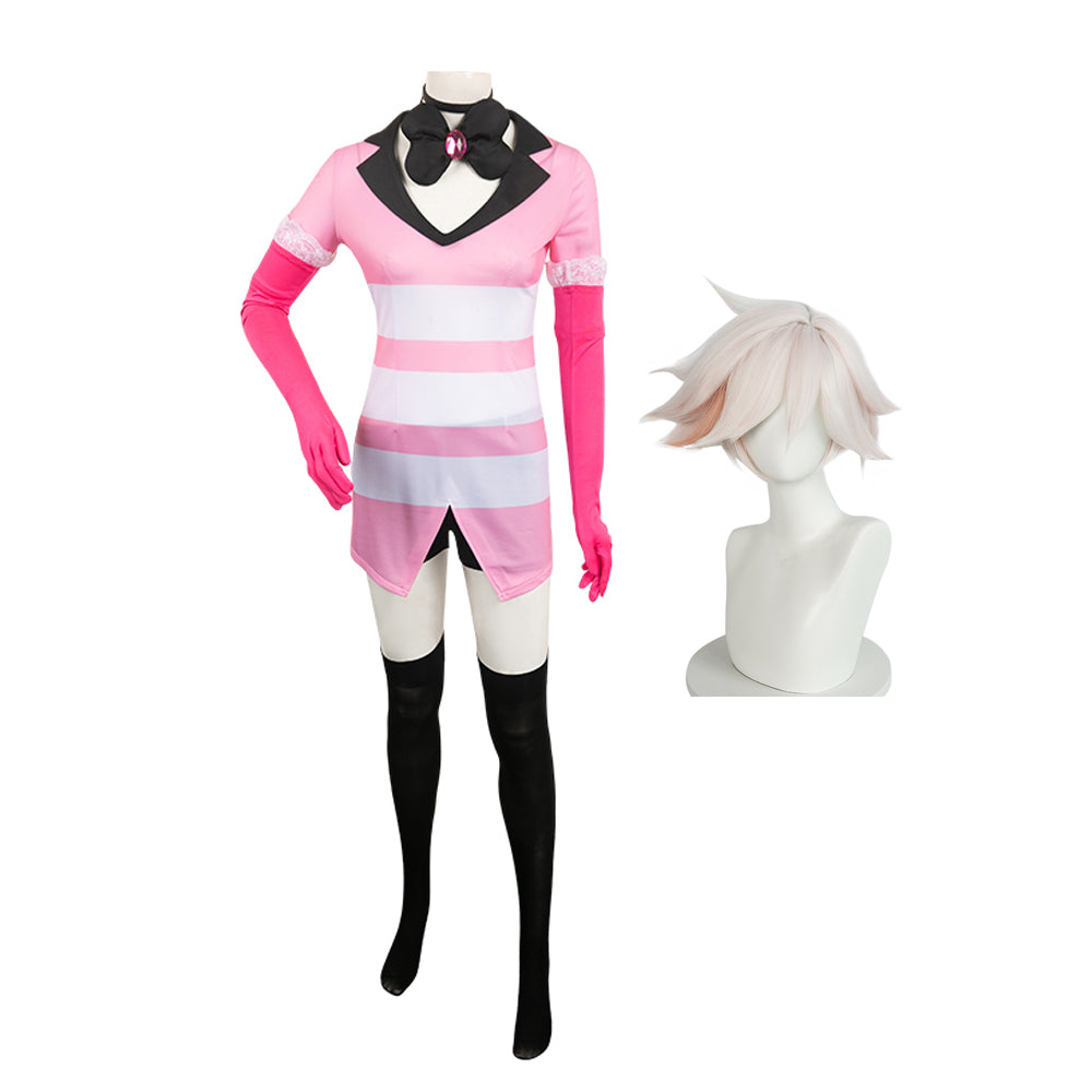 Hazbin Hotel Dämon Angel Dust rosa Kostüm Set Cosplay Halloween Karneval Outfits