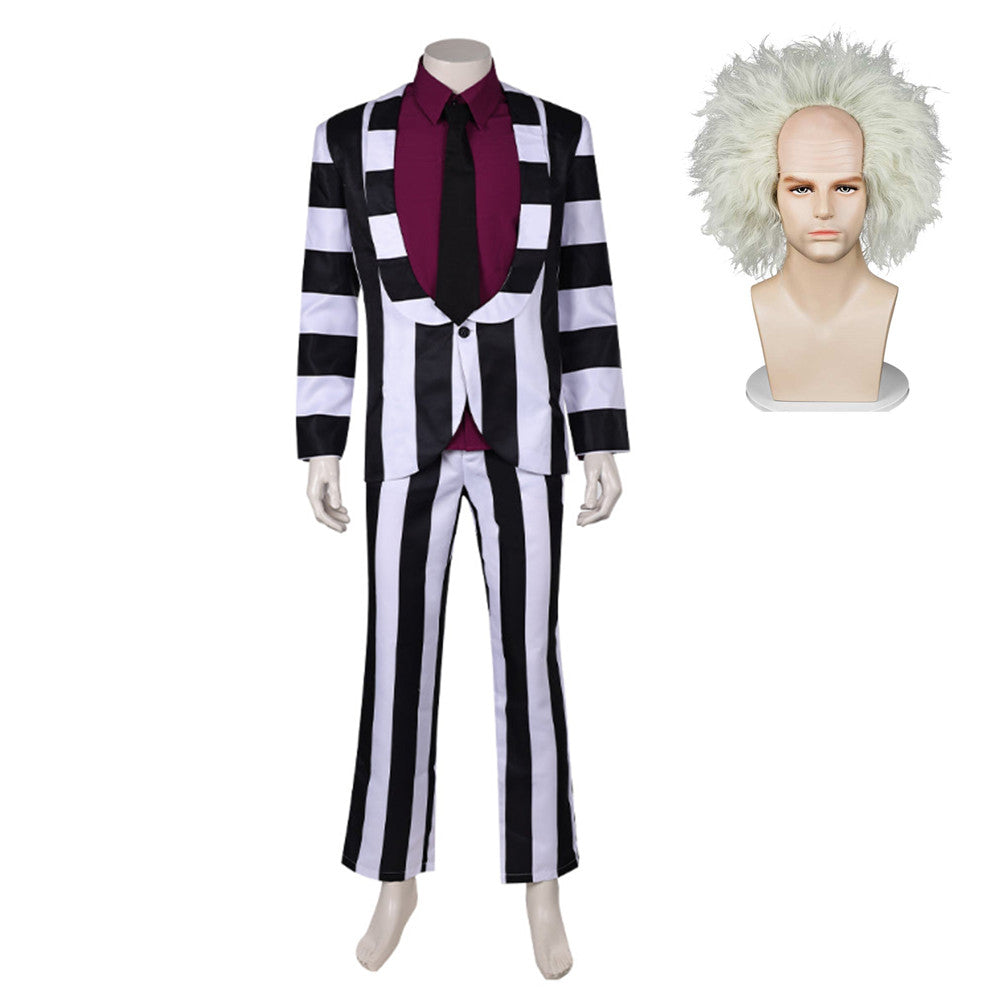 Beetlejuice Beetlejuice weiß-schwarz gestreift Anzug Cosplay Kostüm