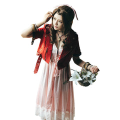 Final Fantasy VII 7 Aerith Aeris Gainsborough Cosplay Kostüm Rosa Kleid Remake