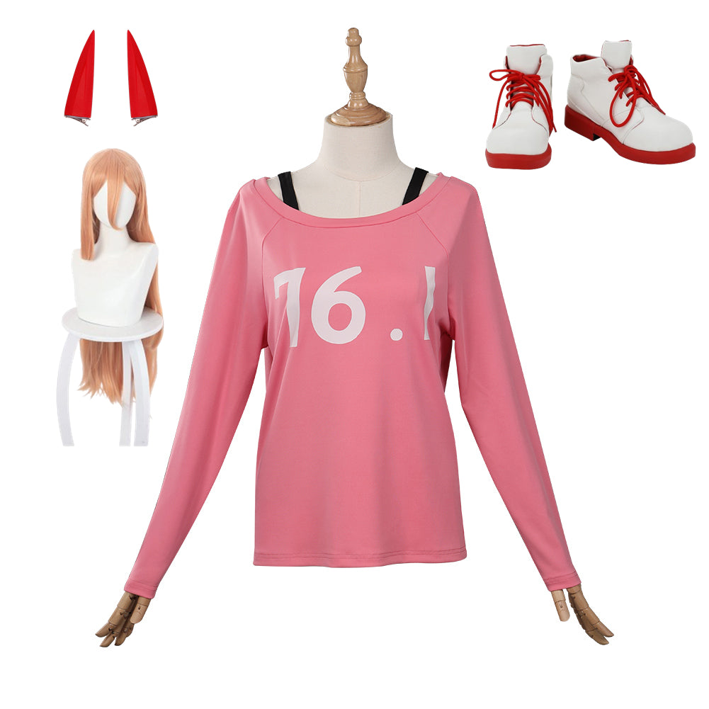 Chensou Man Makima/Power rosa T-Shirt Cosplay Kostüm