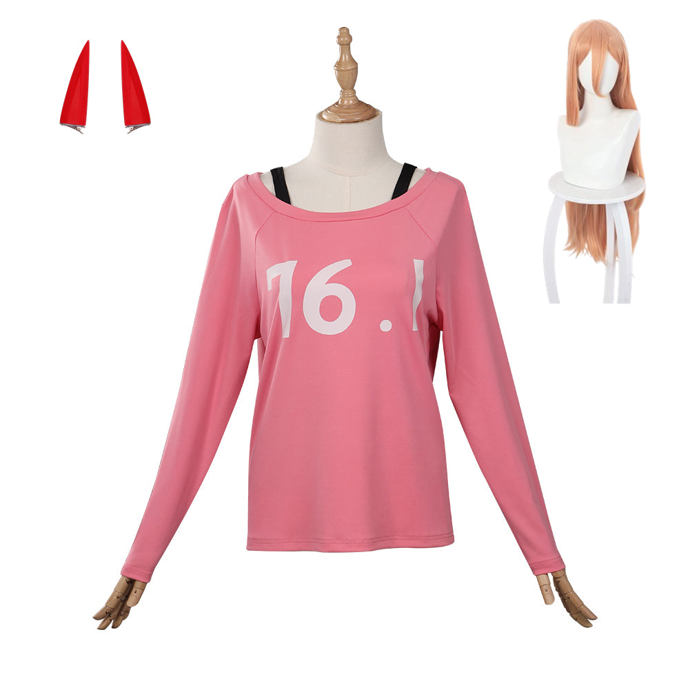 Chensou Man Makima/Power rosa T-Shirt Cosplay Kostüm