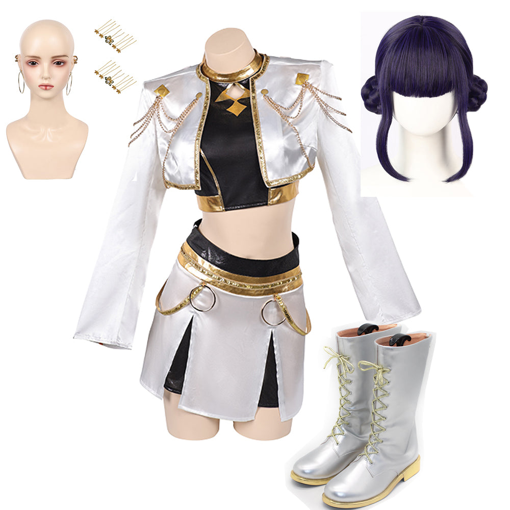 Huntix Golden Zoey weiß Kostüm KPOP Demon Hunters Zoey Cosplay Outfits