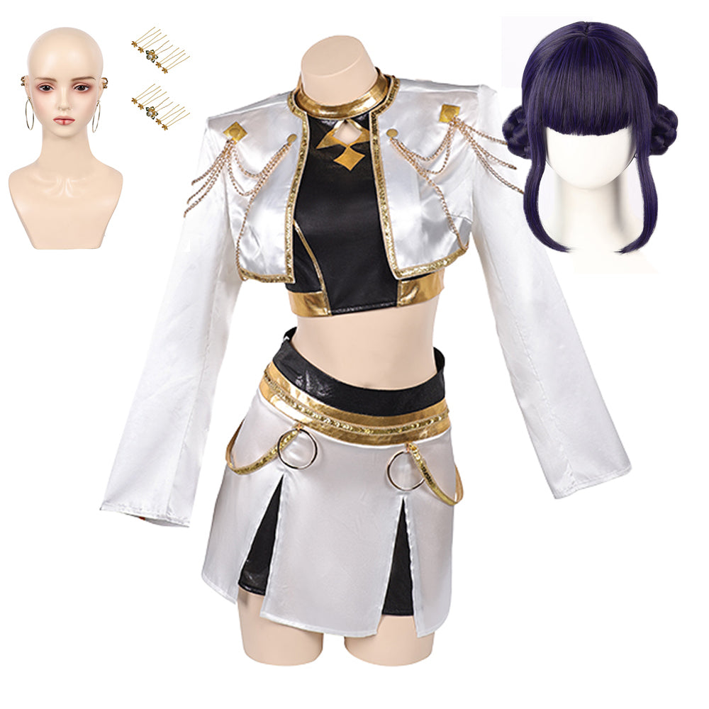 Trio Dämonenjägerin Golden Zoey weiß Kostüm Dämonenjägerin Zoey Cosplay Outfits
