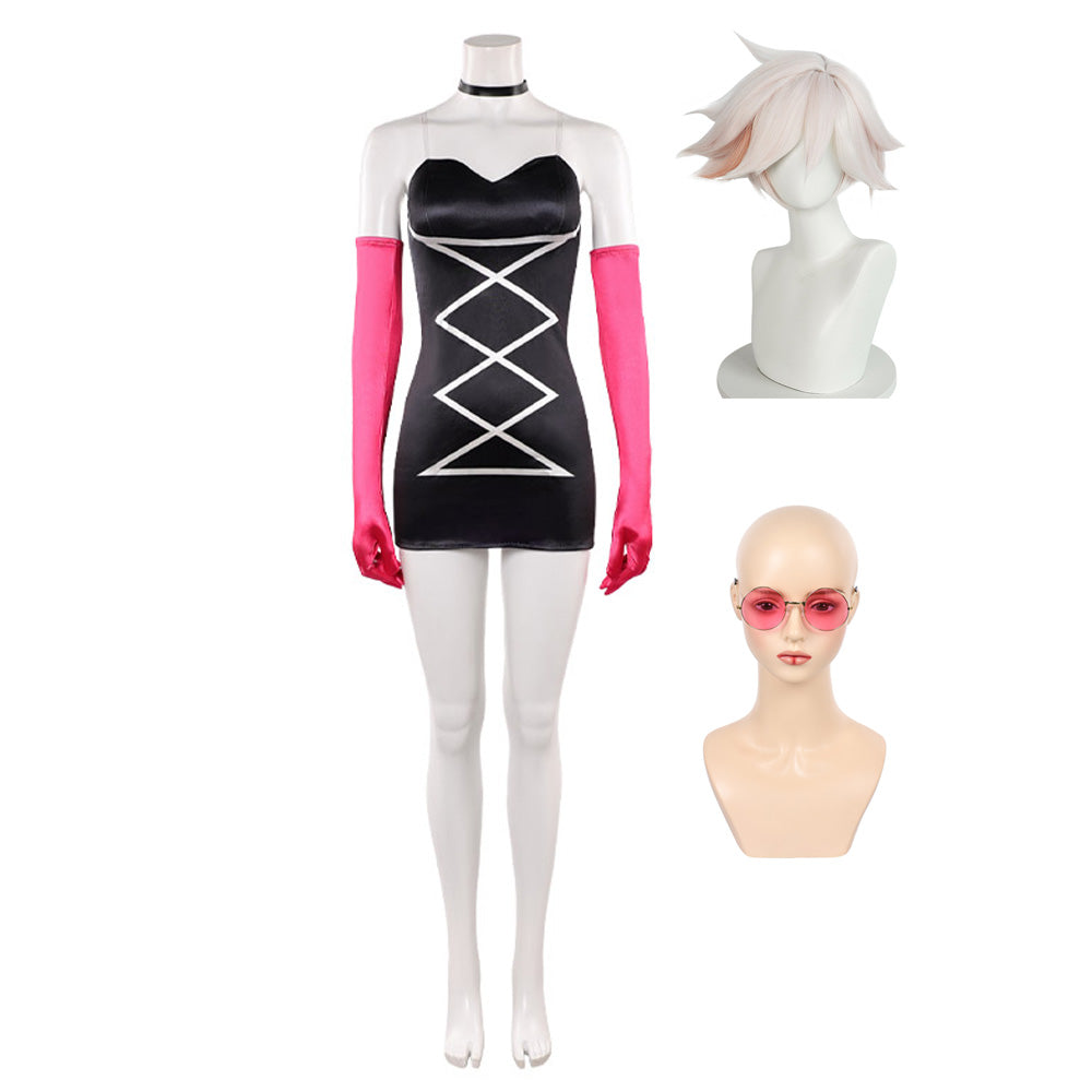 Hazbin Hotel 2025 Angel Dust schwarz Kleid Anthony Cosplay Kostüm