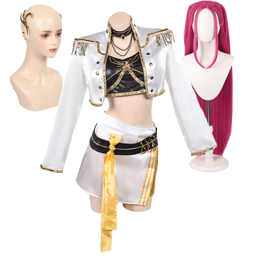 Huntix Golden Mira weiß Kostüm KPOP Demon Hunters Mira Cosplay Outfits