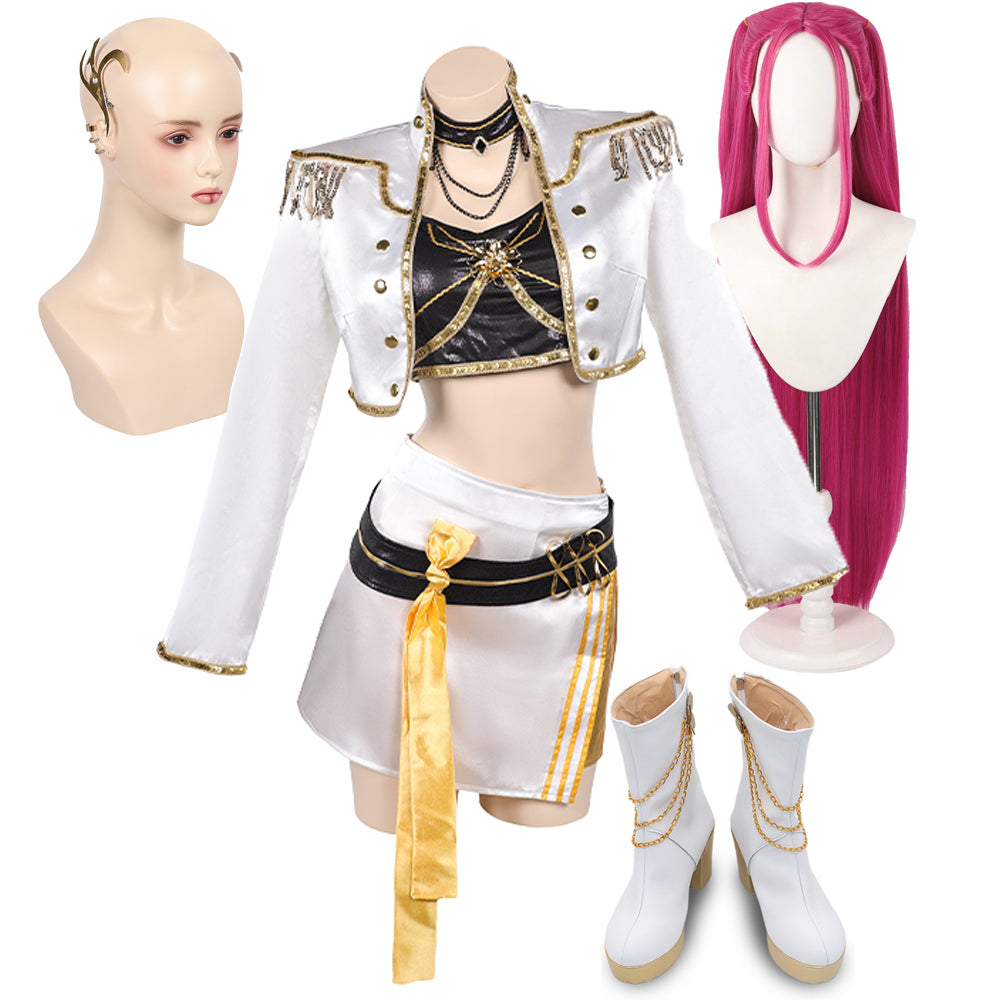 Huntix Golden Mira weiß Kostüm KPOP Demon Hunters Mira Cosplay Outfits