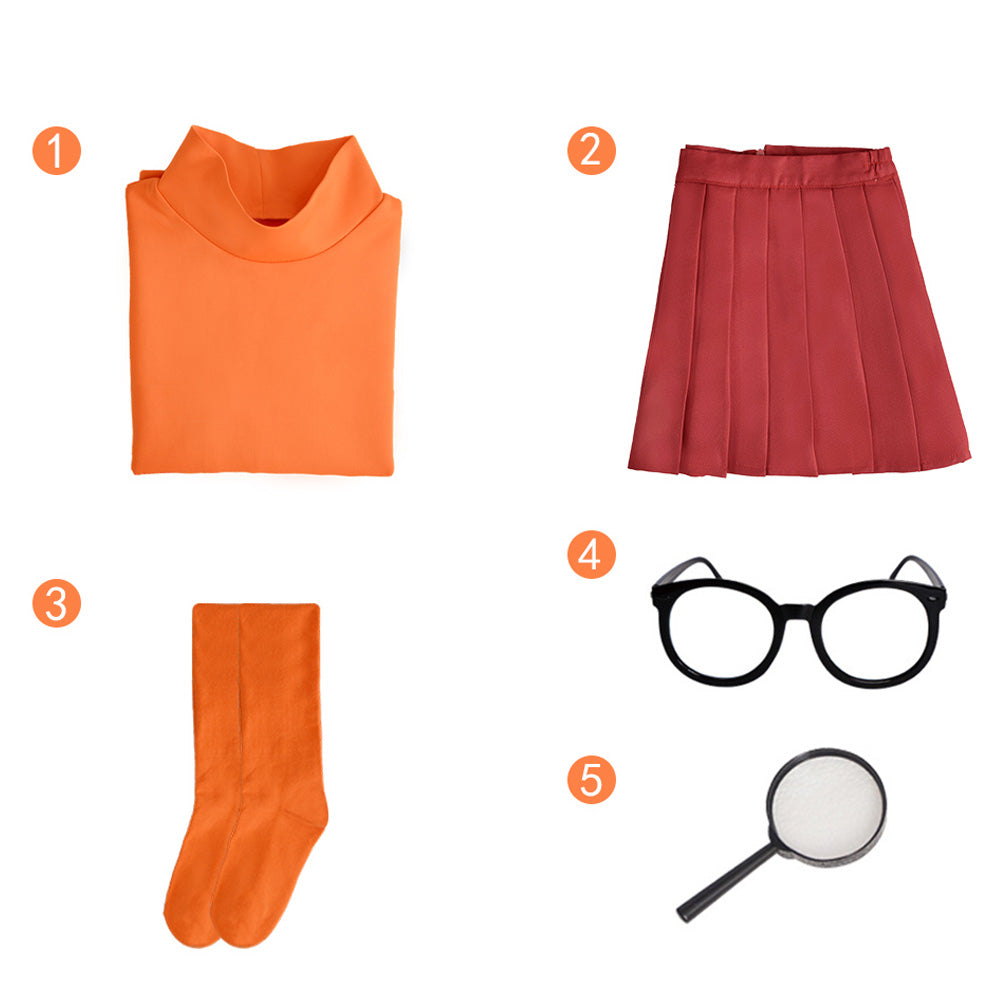 Kinder Mädchen Velma Dinkley Uniform Cosplay Kostüm